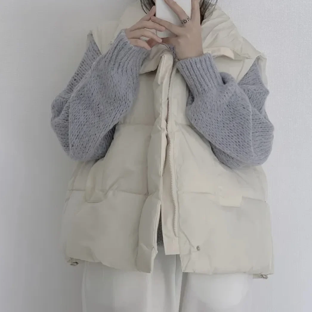 

Women's Chic Casual Loose down Cotton Vest ort Outerwear Top Versatile Simple Sli Commute Winter Faion