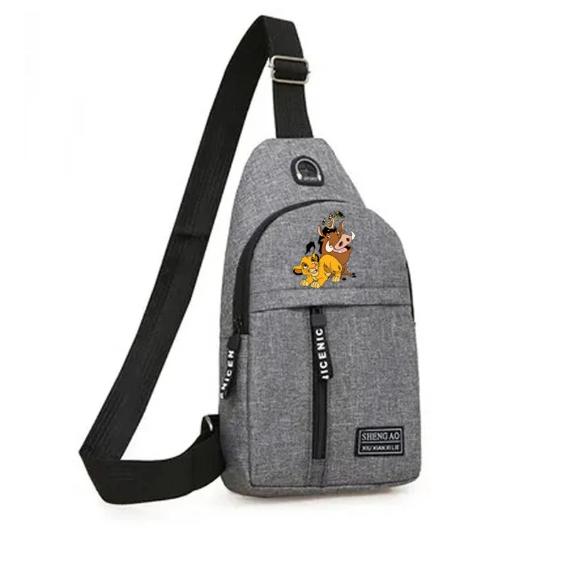 2024 Disney Lion King Men's Chest Bags Casual Oxford Cloth Crossbody Bag New Trend Male Chest Bag Sport Portable Shoulder Bag