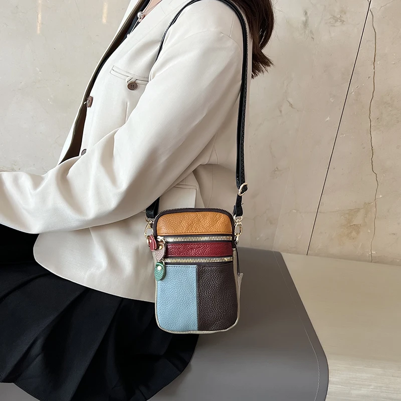 Women Bag Color Random Bag Super Benefits Genuine Leather Messenger Mobile Phone Bag Fashion Shoulder Crossbody Pack Designer