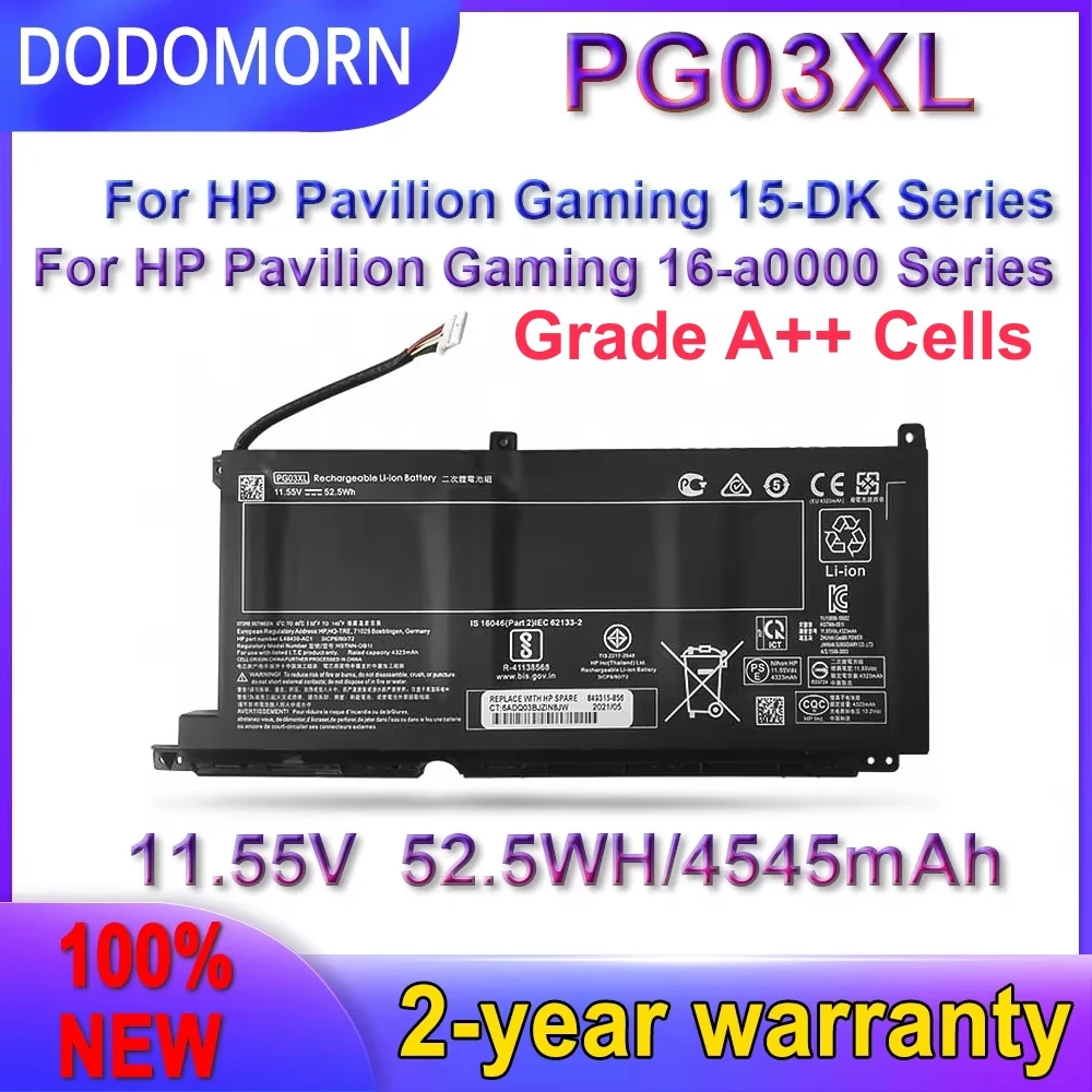 High quality PG03XL Battery For HP Pavilion Gaming 15-DK dk0003nq 15-dk0020TX 15-ec 15-ec0000 OMEN 5X FPC52 HSTNN-DB9G L48430-2B