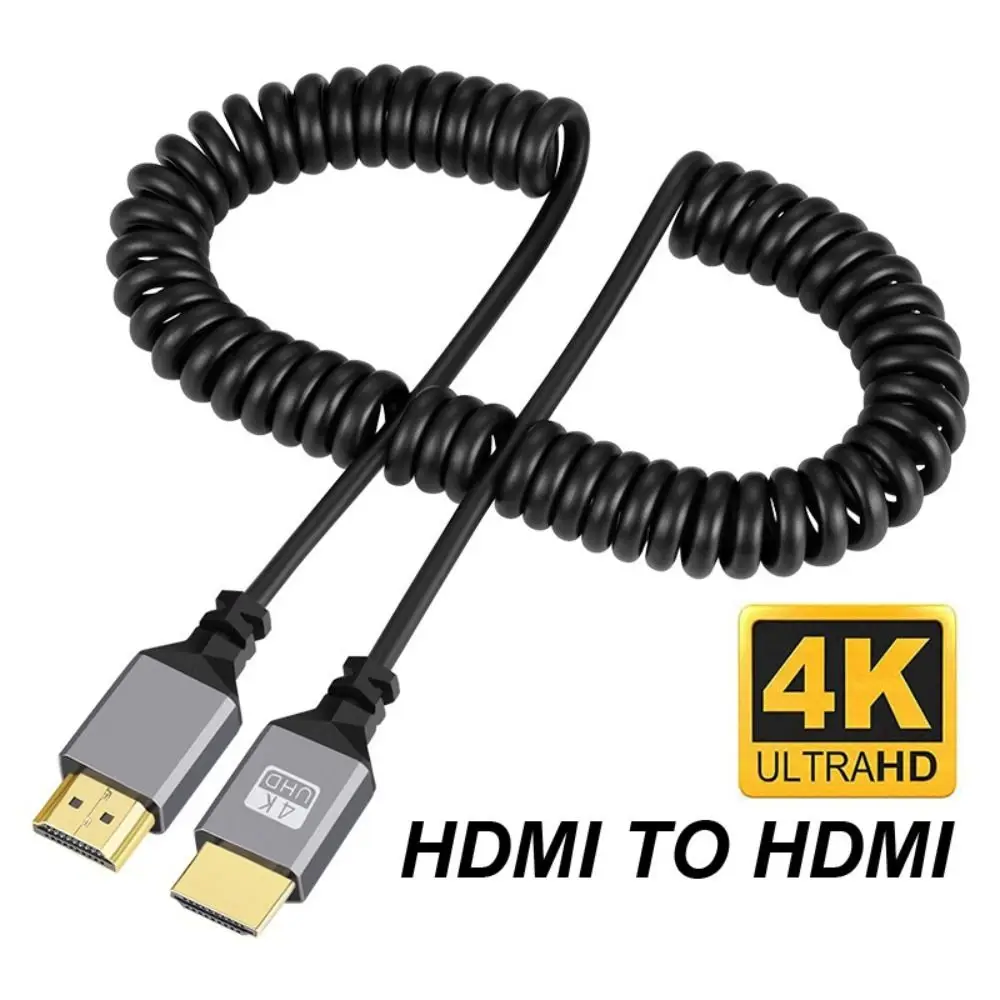 4K 60HZ Micro Mini HDMI TO HDMI SPIRAL CABLE 0.5-2.4M ยืดหยุ่น HDMI ฤดูใบไม้ผลิสายขยายชายชายปลั๊กสาย