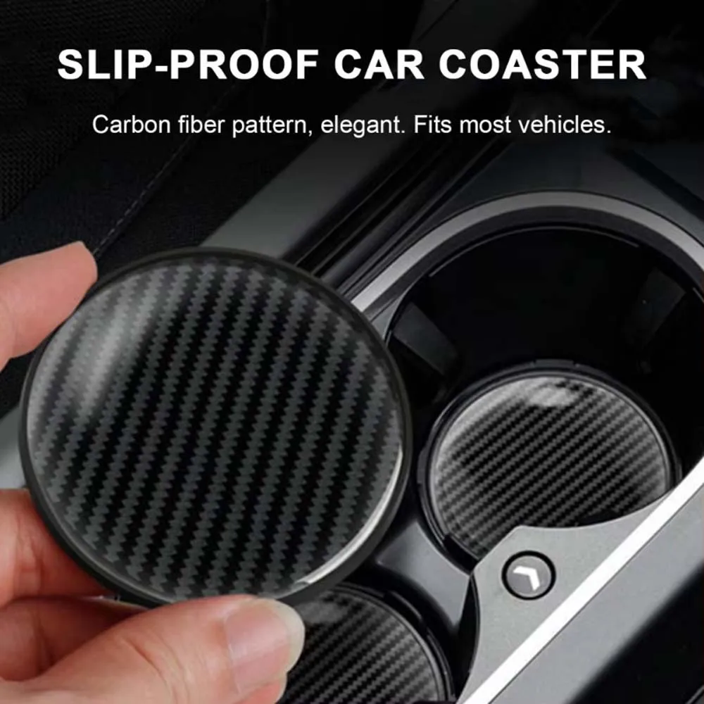 

7CM Car Cup Holder Coaster Carbon Fiber SUV Truck Auto Center Console Water Bottle Holder Pad Mat Car Interior Accessories