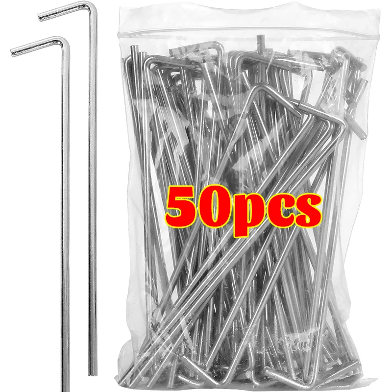 Estacas Metálicas Resistentes para Tiendas de Campaña, Clavos de Acero Galvanizado para Jardín, Clavos para Suelo, Decoraciones Navideñas, Estacas de Fijación para Césped