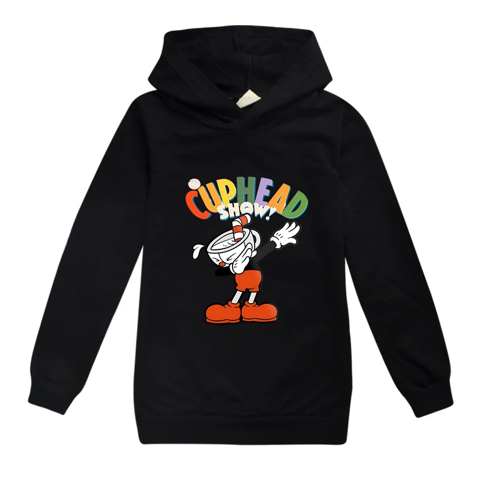 Kids Kawaii Cuphead Print Hoodies Children Clothing Baby Boys/Girls Clothes Long Sleeve Autumn Streetwears 100% Cotton 2-15Y