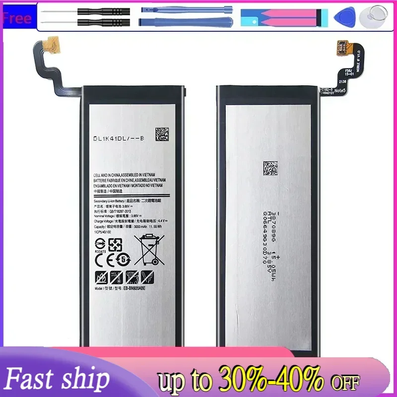 New EB-BN920ABE 3000Mah Battery For Samsung Galaxy Note 5 N9200 N920T N920C N920P Note5 SM-N9208 Mobile Phone Batteria