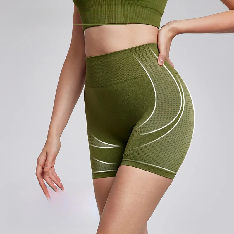 Yogashorts met hoge taille voor dames Europese Amerikaanse stijl Perzik Butt Lift Strakke naadloze geweven sportlegging uit één stuk