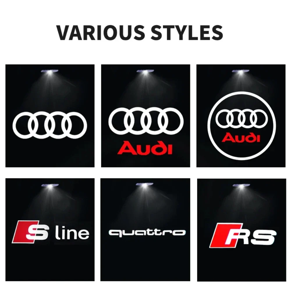 Led Car Door logo Welcome Light For Audi A4 B5 B6 B7 B8 B9 A1 A3 8V 8P 8L A6 C5 C6 C7 A5 A7 A8 Q3 Q5 Q7 TT S3 S6 Sline Quattro