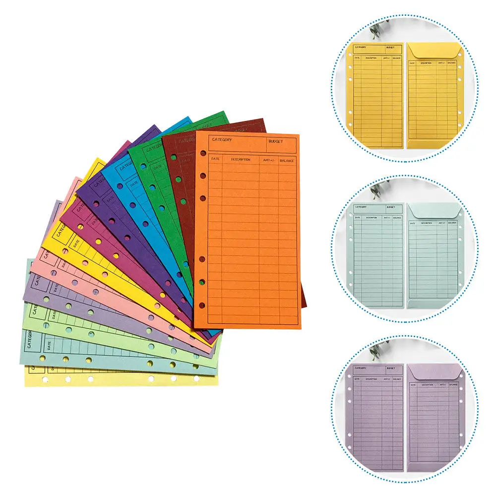 

12Pcs Colorful Blinder Budget Sheet Cover Portable Cash Envelopes Money Tracking Sheets for Home Office School