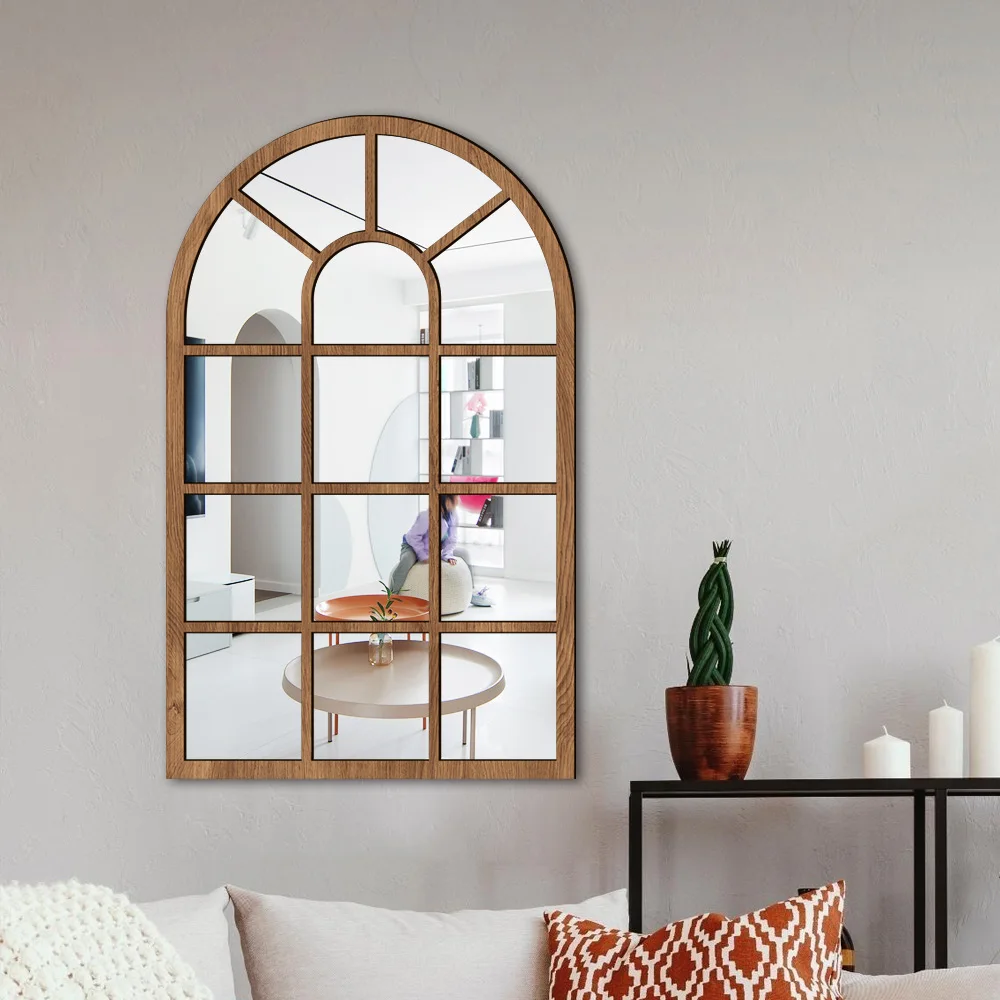 Wood and Acrylic Mirror Paste False Window Living Room Bedroom Study Decorative Wall Paste wall decor