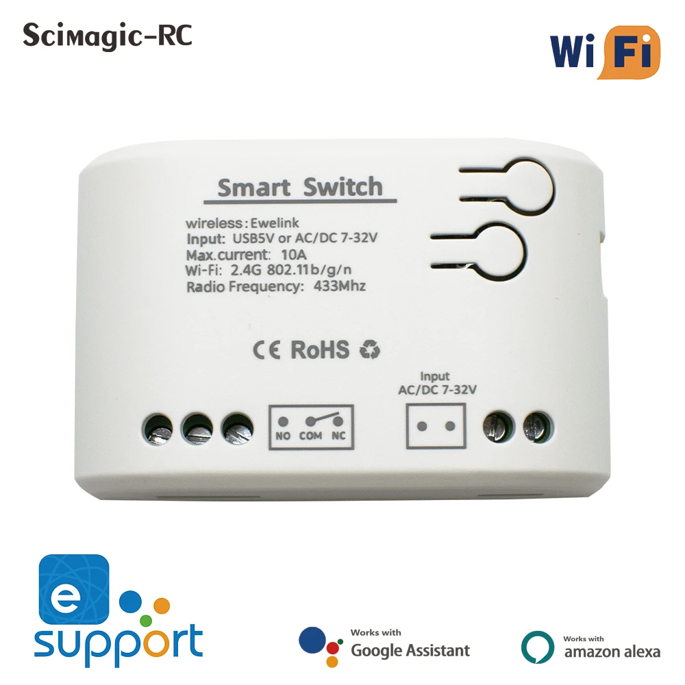 

EWELINK WIFI RF контроллер ворот умный переключатель 12 В 24 В 220 В 10A реле самоблокирующийся модуль с голосовым управлением Alexa Google Home