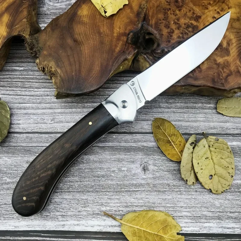 Russian 440c folding knife, Outdoor tactical Hunting self-defense Rescue Survival EDC tool, chicken wing wood handle