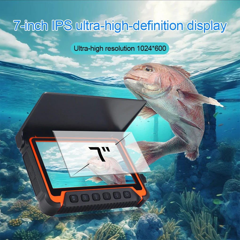 

7-дюймовый IPS-монитор, подводная камера для рыбалки, 12 ИК-светодиодов, DVR, запись, эхолот, кабель 15м/30м, водонепроницаемый, карта памяти 8 ГБ