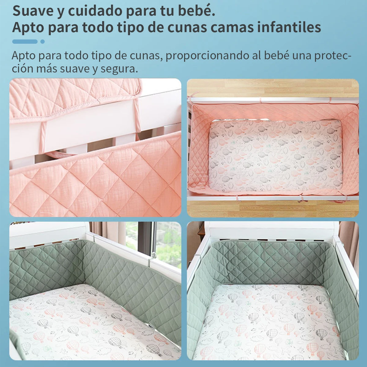 Parachoques de cama de bebé, tela de crepé de doble capa, cuna circundante para niños recién nacidos, cuna de algodón alrededor de la cama, cojín de