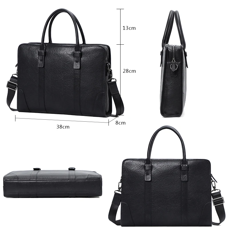 Coffee / Black Men Bag Handbag Genuine Leather Laptop Briefcase Male Shoulder Messenger Bags Large Capacity Men Briefcases