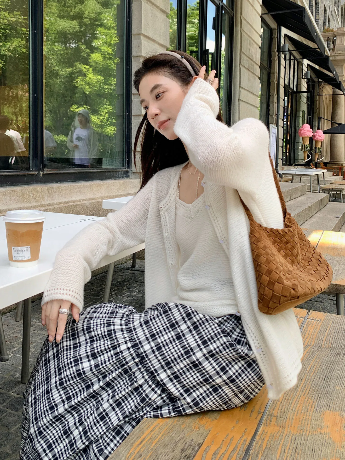 

Cloud Soft TWINS Женский вязаный свитер Camere с v-образным вырезом и блестящим комплектом Long Sve Мягкий шерстяной кардиган Sle Faionable