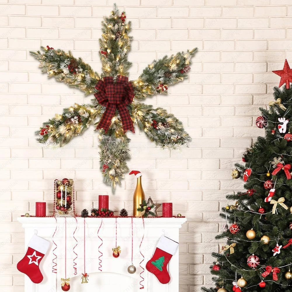 Christmas snowflake 1.2 meters large Christmas wreath Christmas decoration home decoration props ornament