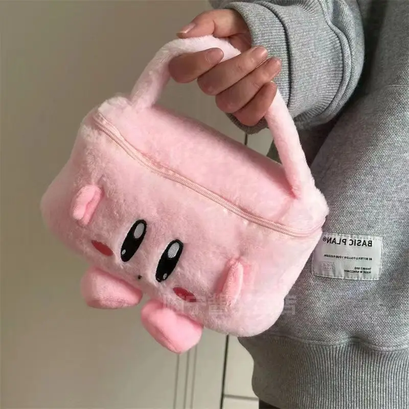 Kirby Large Capacity Plush Makeup Bag Large Capacity Cute Pink Portable Storage Cosmetic Bag Handbag Creative Birthday Gifts