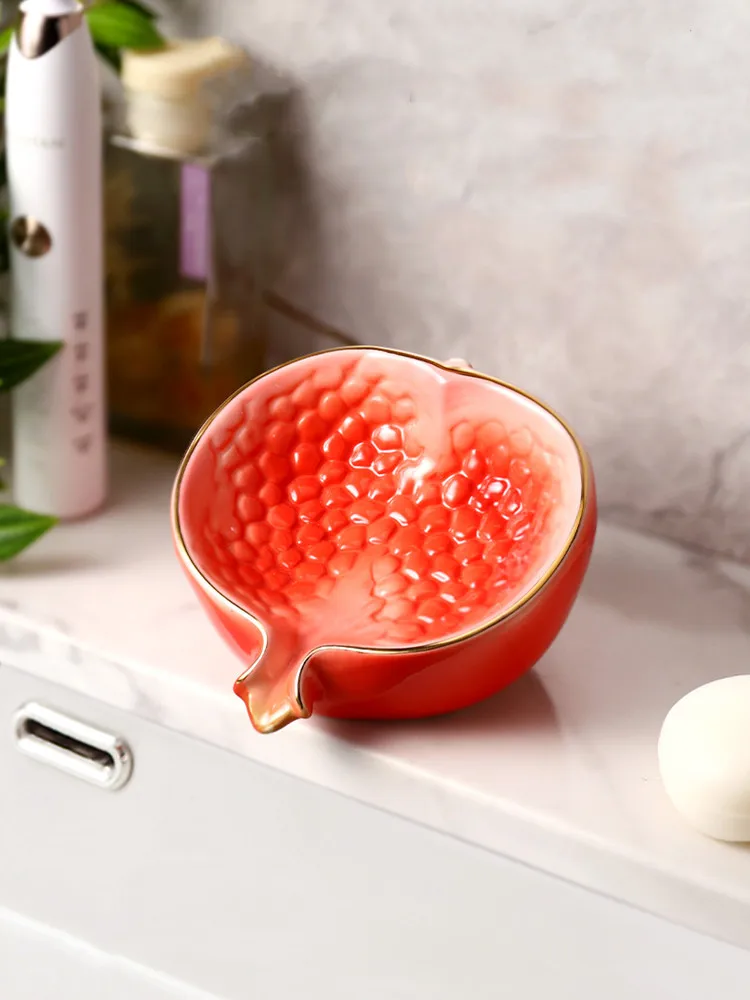 Red Pomegranate Ceramic Soap Dish, Soap Holder, Bathroom Set Supplier, Toilet Decorations