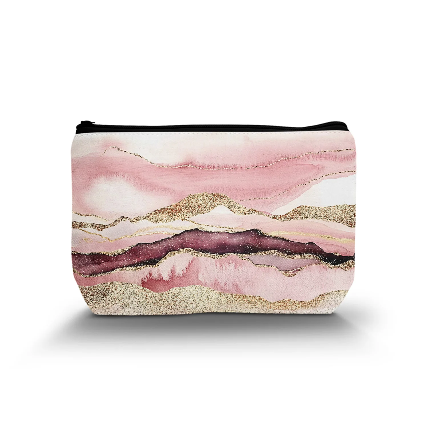 1Pc Cute Makeup Bag Funny Cosmetic Bags For Women Zipper Travel Portable Pouch Pink Marble Makeup Bags