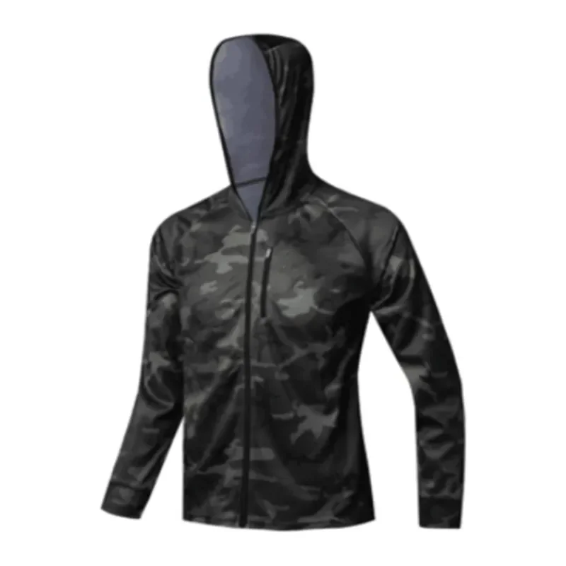 Novo estilo masculino roupas de pesca secagem rápida proteção solar camisas de pesca leve manga longa camisa de pesca hoodies com zíper