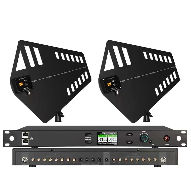 

In stock XTUGA TF-2016 16-Channel UHF Antenna Power Distribution System 400-950MHz Amplifier Wireless RF Signal Metal Antenna