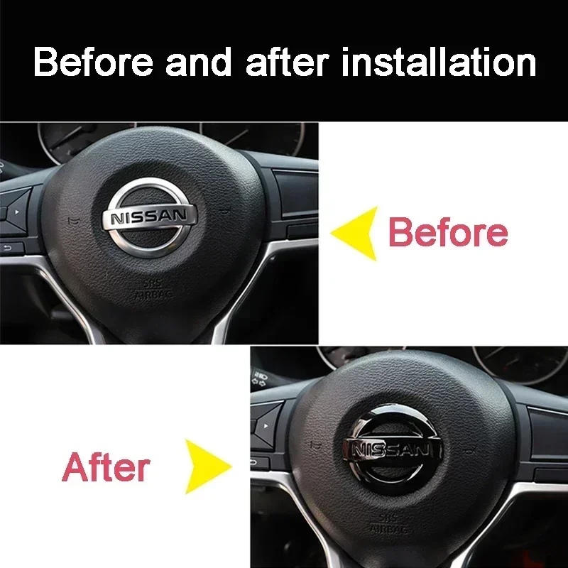 1Pc ABS Car Steering Wheel Center Logo Emblem Stickers for Nissan X-trail Qashqai Rogue Sport Kicks Tiida Altima Versa Juke Leaf