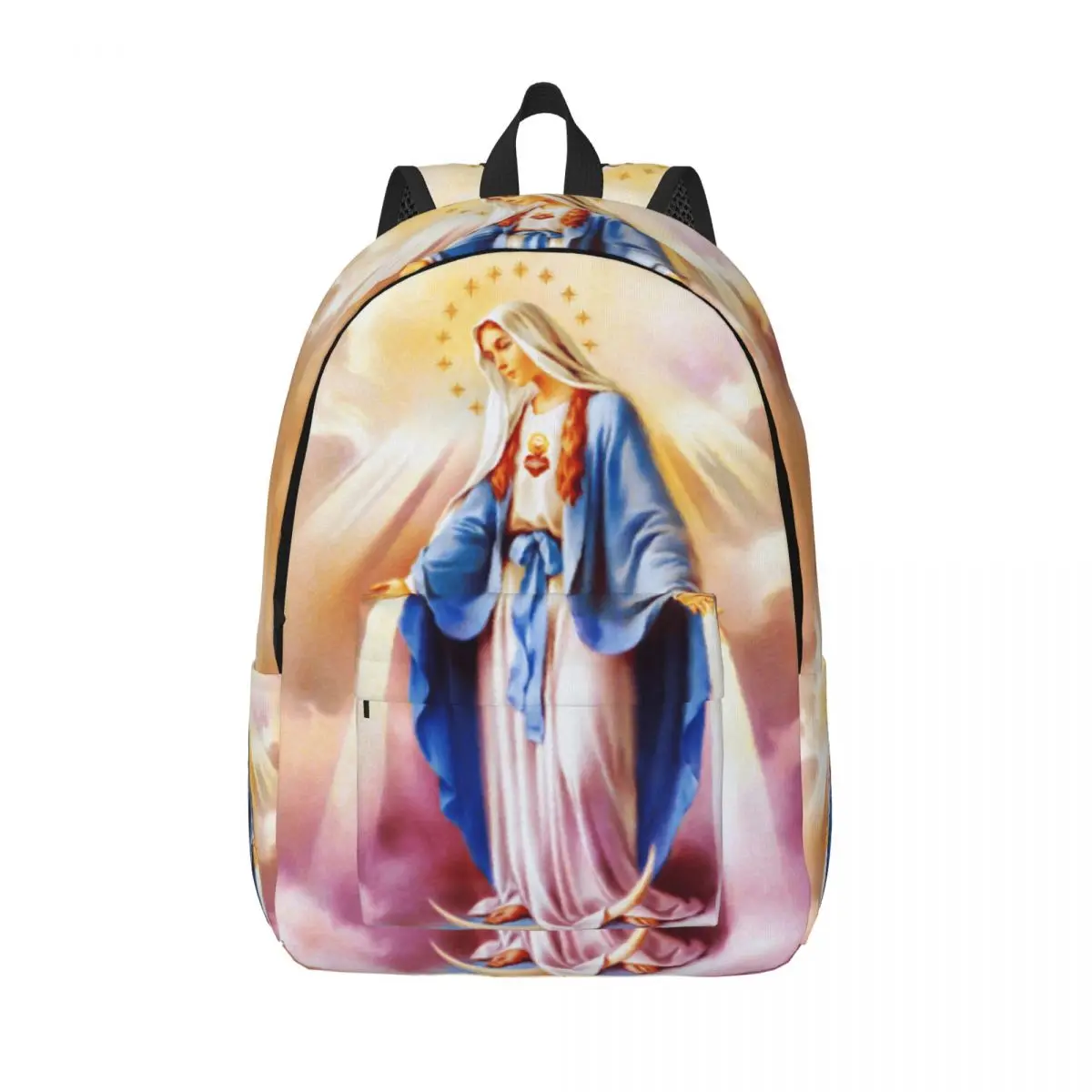 Mochilas de lona personalizadas de la Virgen María católica, mochila escolar para estudiantes universitarios, se adapta a portátiles de 15 pulgadas, bolsas de Nuestra Señora de Guadalupe