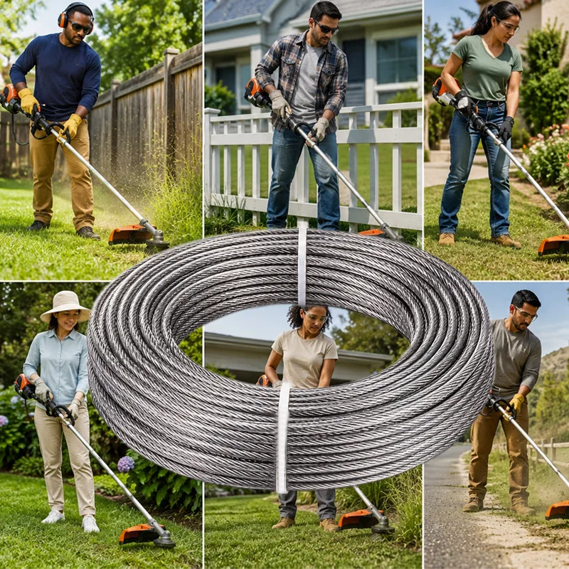 Heavy Duty Steel Wire Nylon Trimmer Line 5m/10M Weed Eater String Universal Replacement Trimmer Cord 2.0mm 2.4mm 2.7mm 3.0mm Bru