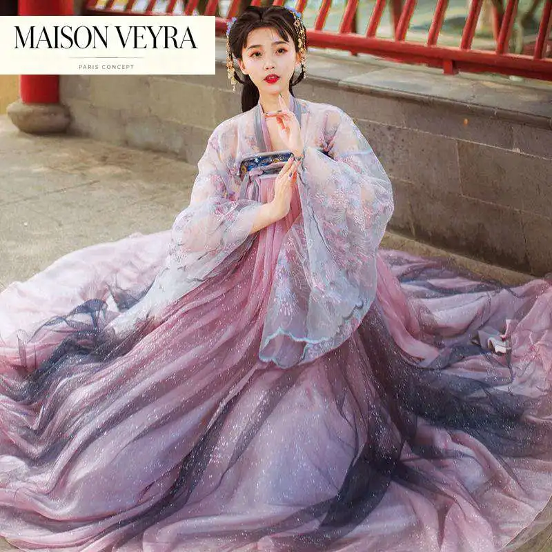 2023-伝統的な女性の花柄漢服ドレス古代中国の衣装美しい漢服ダンスオリジナルの王女唐王朝のローブ