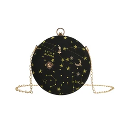 Star Moon Women Velvet Shoulder Bag Phone Wallet Storage Handbag Ladies Party Banquet Traveling Crossbody Pouch