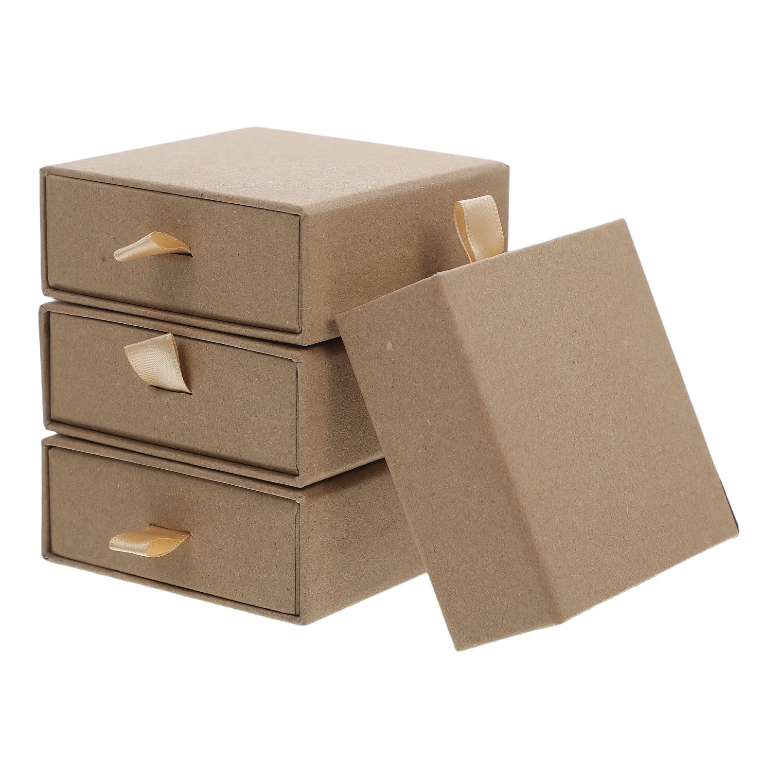 4Pcs Elegant Drawer Jewelry Boxes Paper Packaging Boxes for Necklaces Rings Earrings Protective Soft Interior Portable Travel