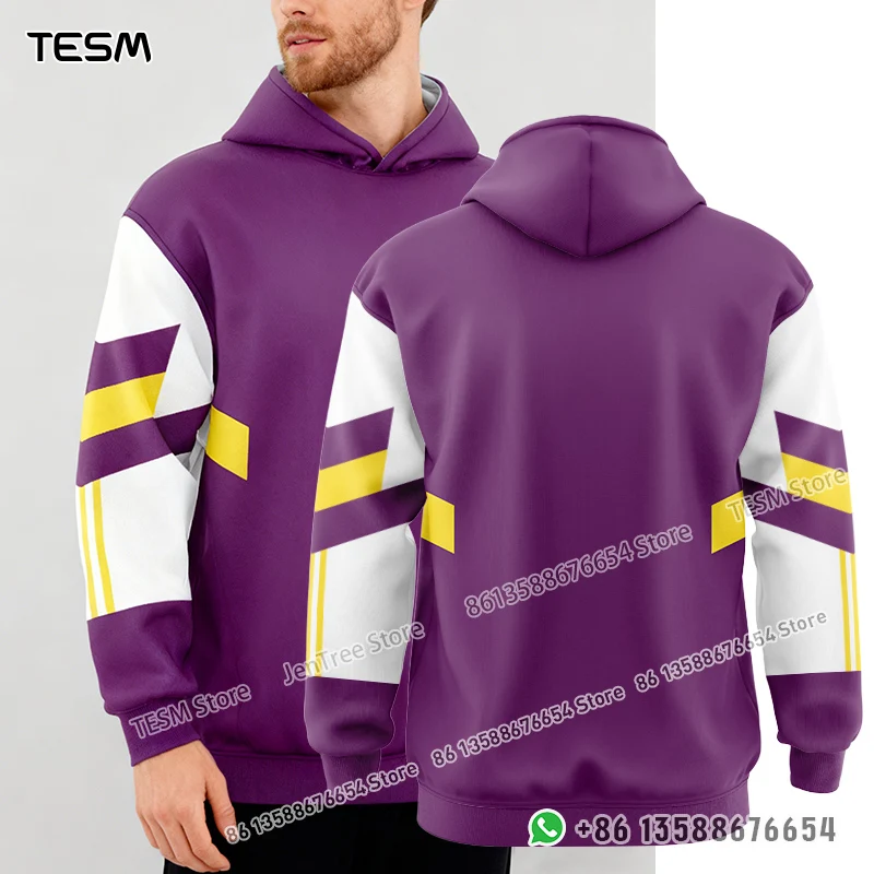 

TESM Retro Geometric Print Hoodie Men Casual Streetwear Pullover Fleece Printed Hooded Top Spring Autumn Matching Family Coat