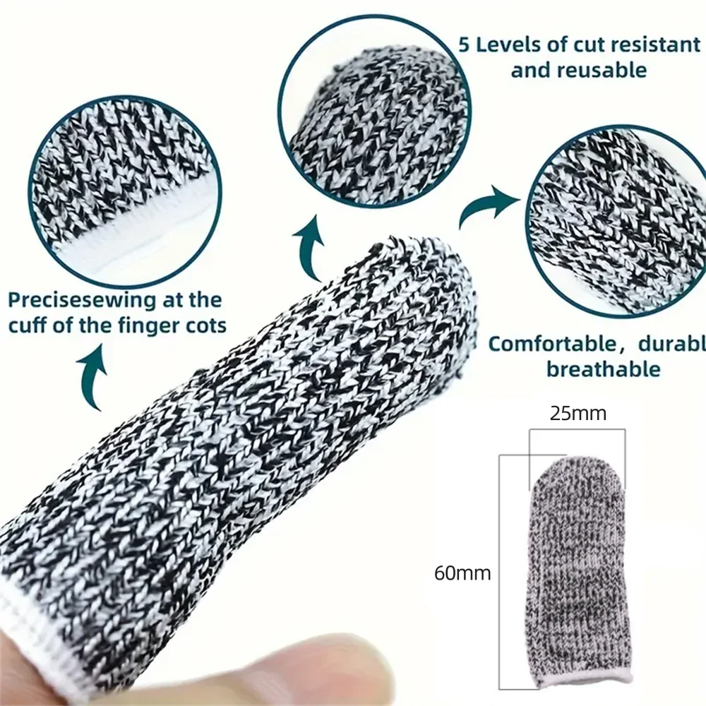 Anti-Schnitt-Fingerabdeckung, Fingerschutzhülle, 10 Stück, 5-stufige elastische, verschleißfeste Fingerhülsen, Fingerhülsen zum Schutz – Detail 4