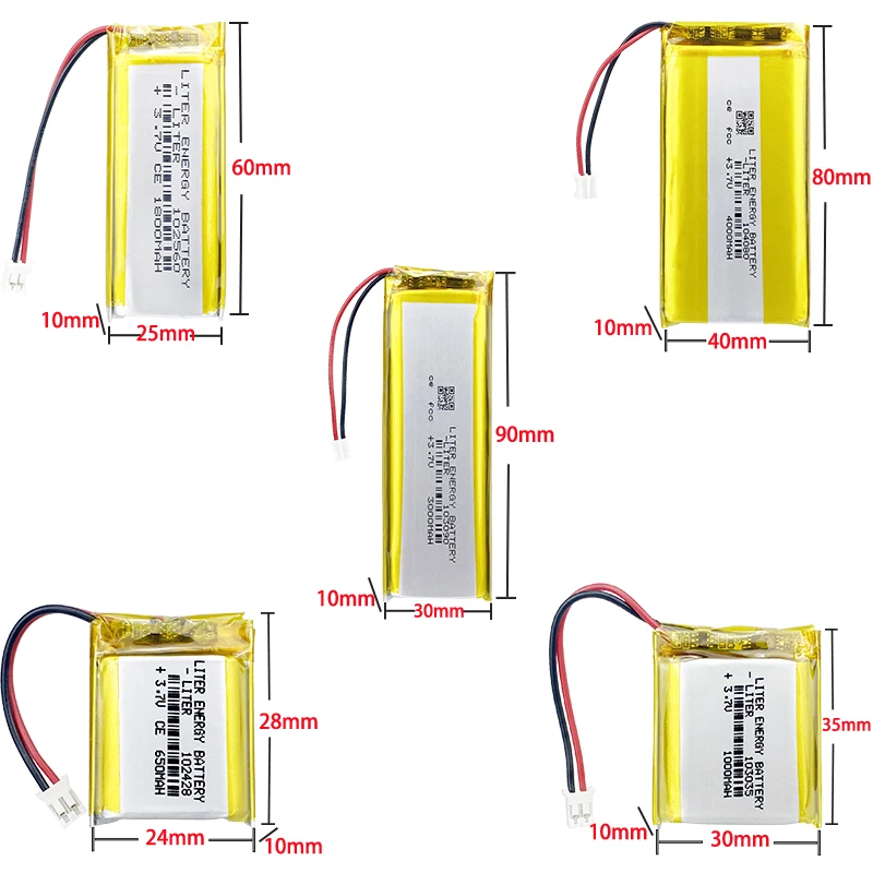 102428 650mah 102560 1800mah 103035 1000mah 103090 3000mah 104080 4000mah 3.7V polymer lithium battery
