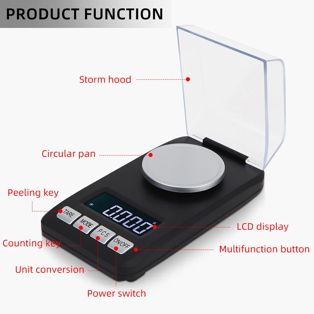 Desktop Laboratory Scale with Precision down to 0.001g, a Must-Have for Jewelers, with Calibration, Suitable for Laboratory, Indoor, Outdoor, Jewelry, and Medicinal Material Measurement and Weighing -Fodwet