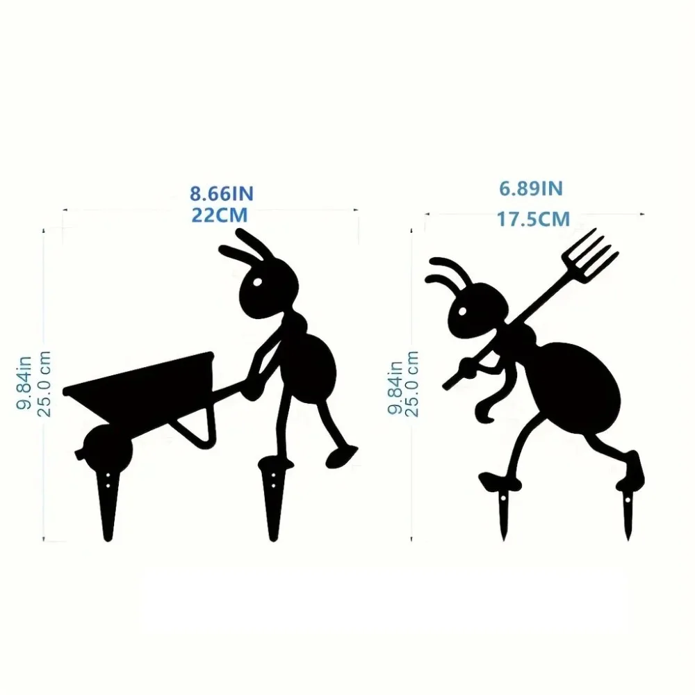 1pc Garden Decor Ants Outdoor Metal Ants Gardening Ornaments Yard Metal Art Backyard Lawn Stakes Decor Ants Garden