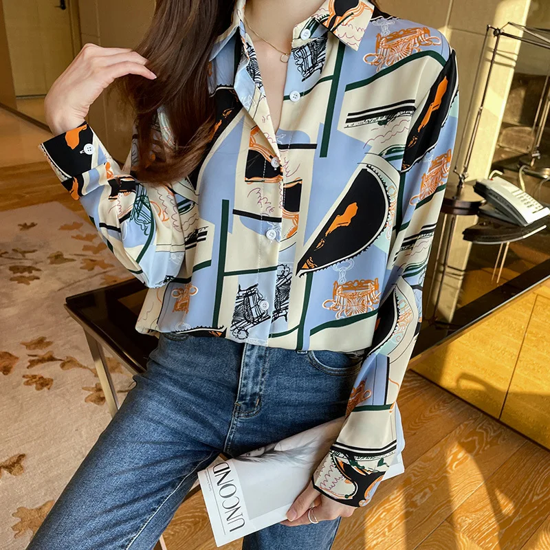 Women's Long Sleeved Shirt College Style Student Loose And Beautiful Chiffon Blouses Fashionable Korean Girls' Top