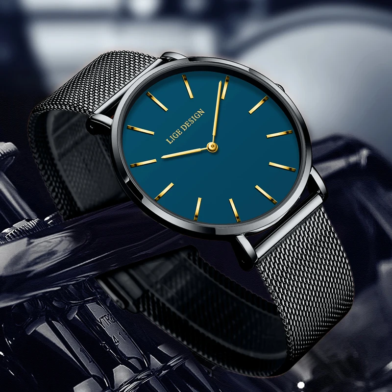 LIGE Retro Luxury Quartz Man Watch Fashion Casual Sports Top Brand Simple Waterproof Mesh Steel Band Men's Watches Reloj Hombre