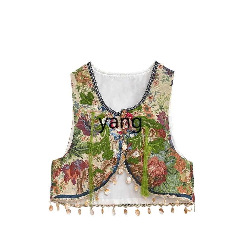 

LMM new Chinese niche vest vest women's early spring embroidery fringed sweet knitted sleeveless