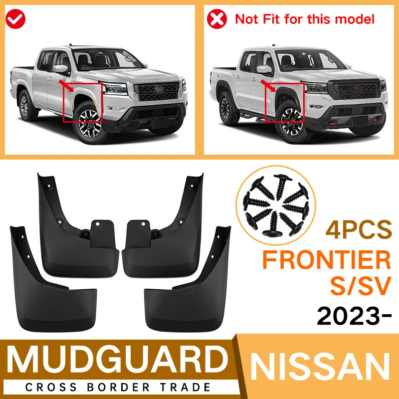 

For Nissan Frontier S/SV 2023 Premium black car mudguard Reduce dust Resist tire dirt car accessories tools