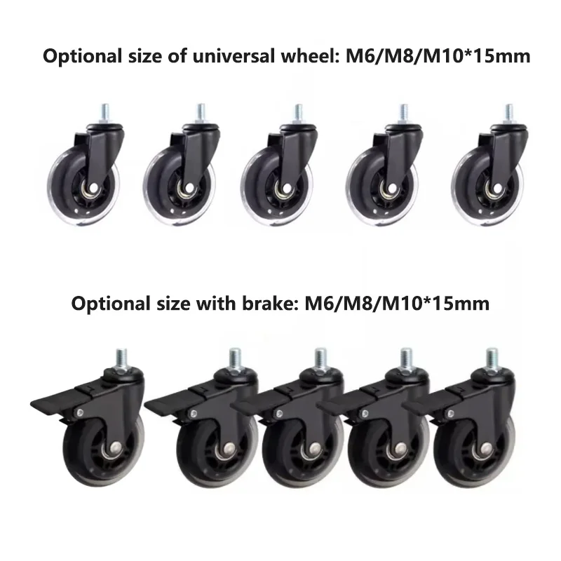 Imagem -02 - Screw Roller Ice Wheel Scooter Universal Mute Caster Eletroforese Equipamentos de Entretenimento Mute Brak m6 m8 M10 Pcs por Lote pu