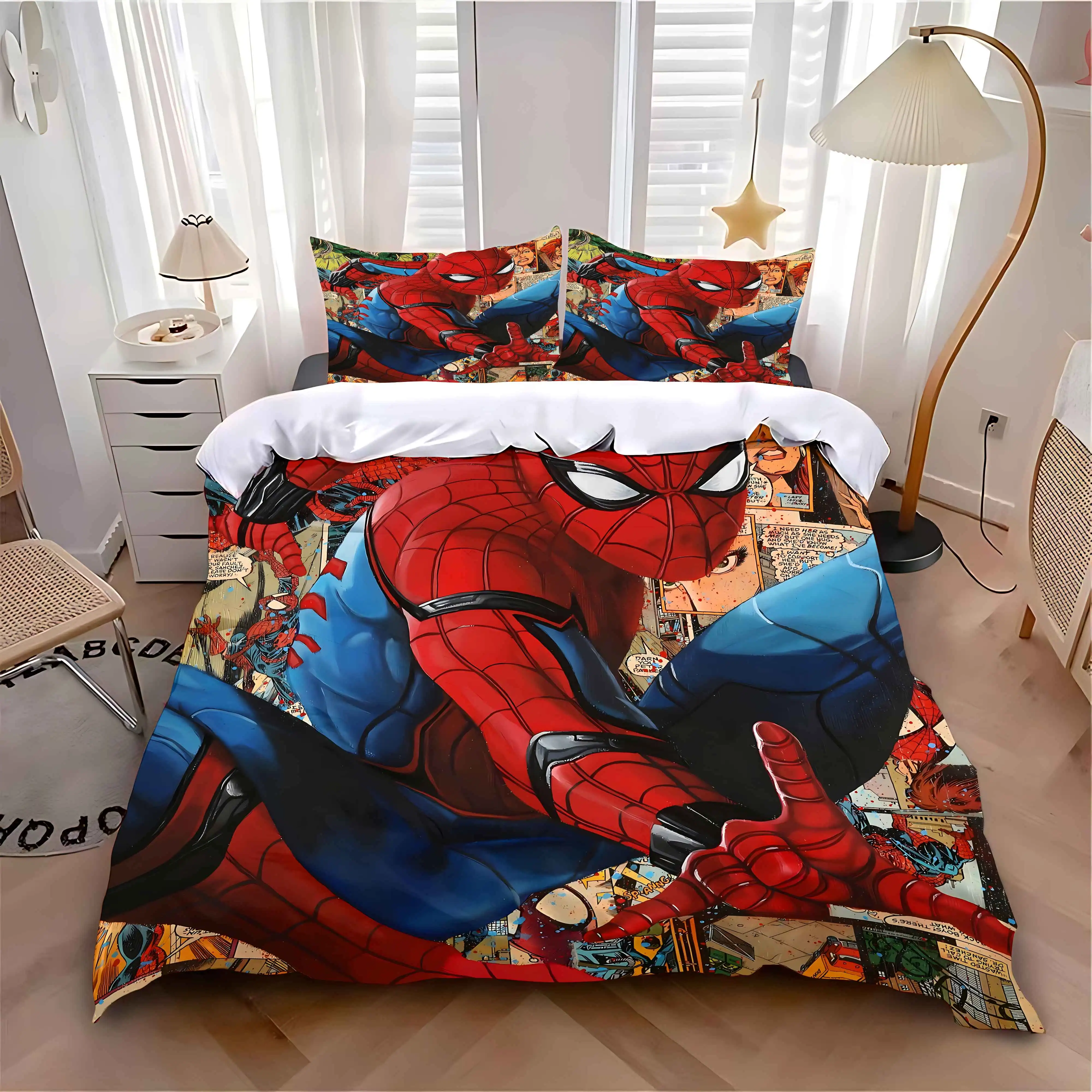 Duvet Cover Pillowcase Bedding Set Adult Boy Girl Bedroom Decoration Children Gift Single Double Large Size Marvel Spiderman