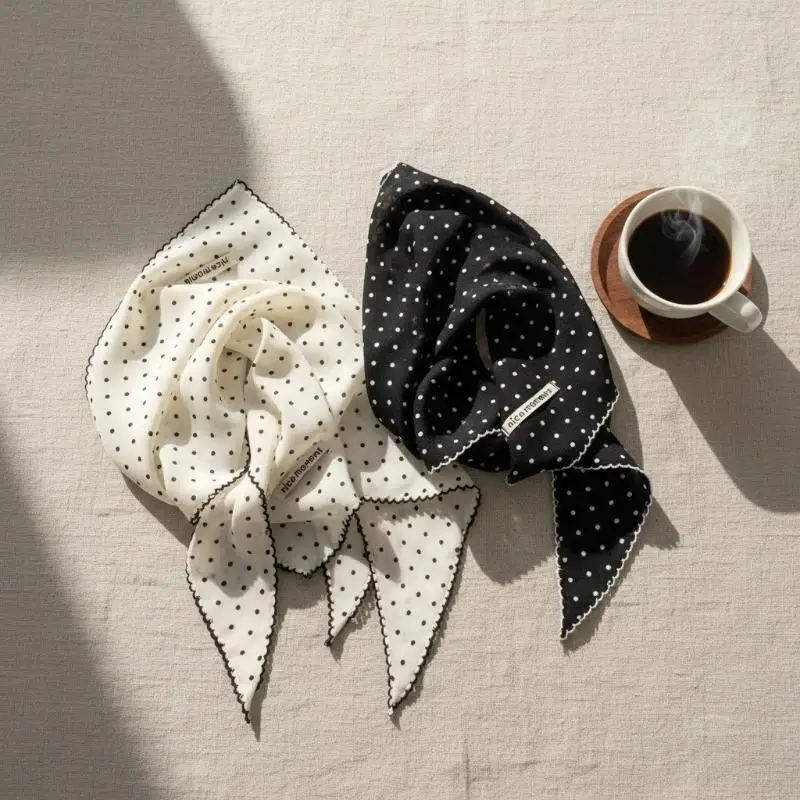 Bandeau à pois B*Sweet pour femme, petit foulard fin et léger, protection solaire estivale, turban triangulaire, accessoires vestimentaires