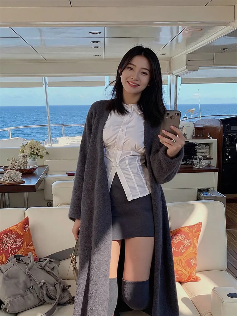 

White Shirts Women Long Sleeve Casual Tops Summer Sun Protection Pleated Slim New Designed Elegant All-match Fashion Ulzzang