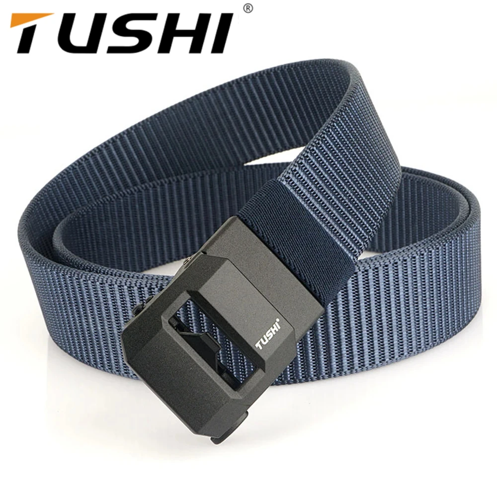 

TUSHI Brand 3.8cm wide Classic high-end thickened men's tactical nylon waistband no teeth smooth automatic buckle canvas trendy