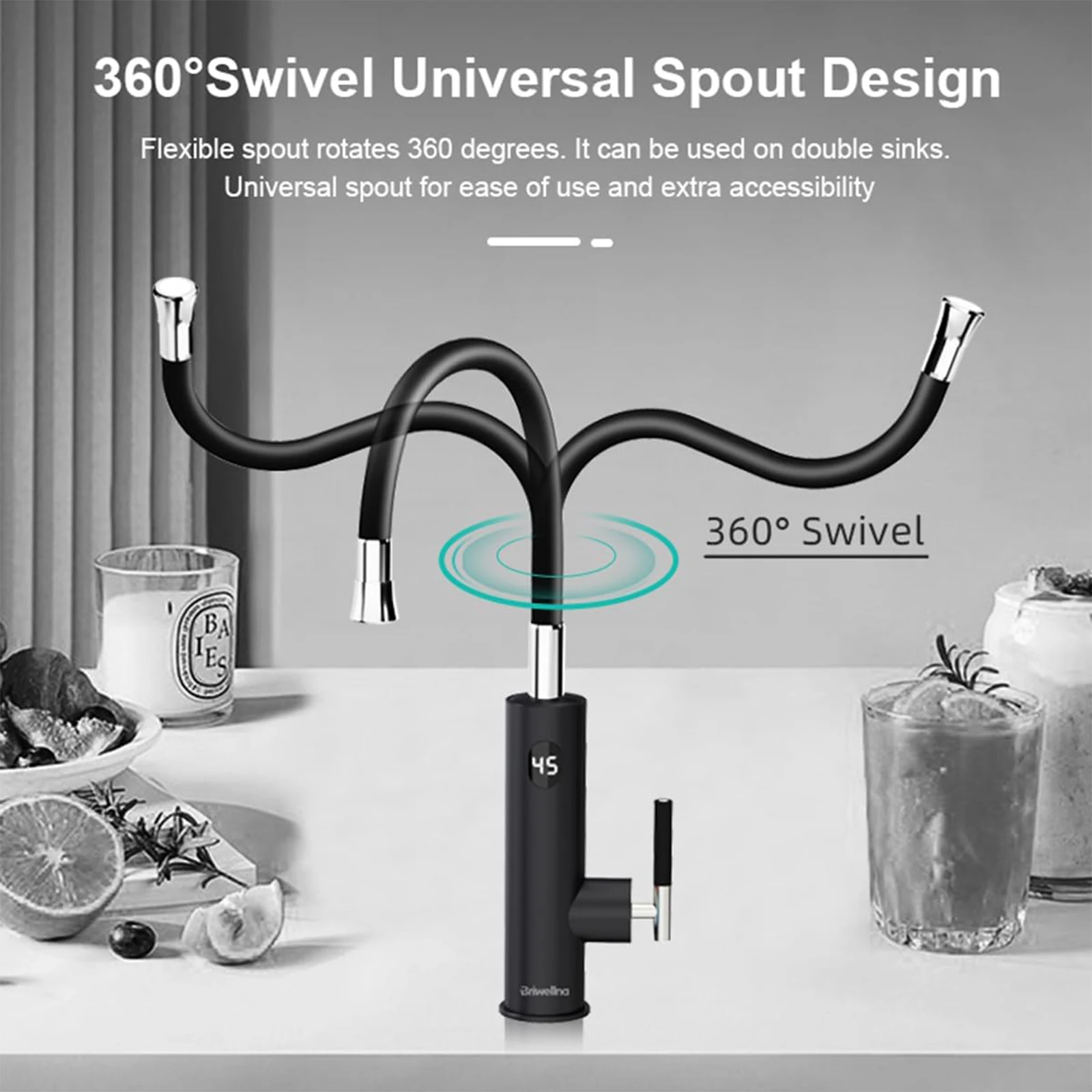 24-hour electric instantaneous water heater equipped with a non-slip handle design and environmentally friendly ABS material