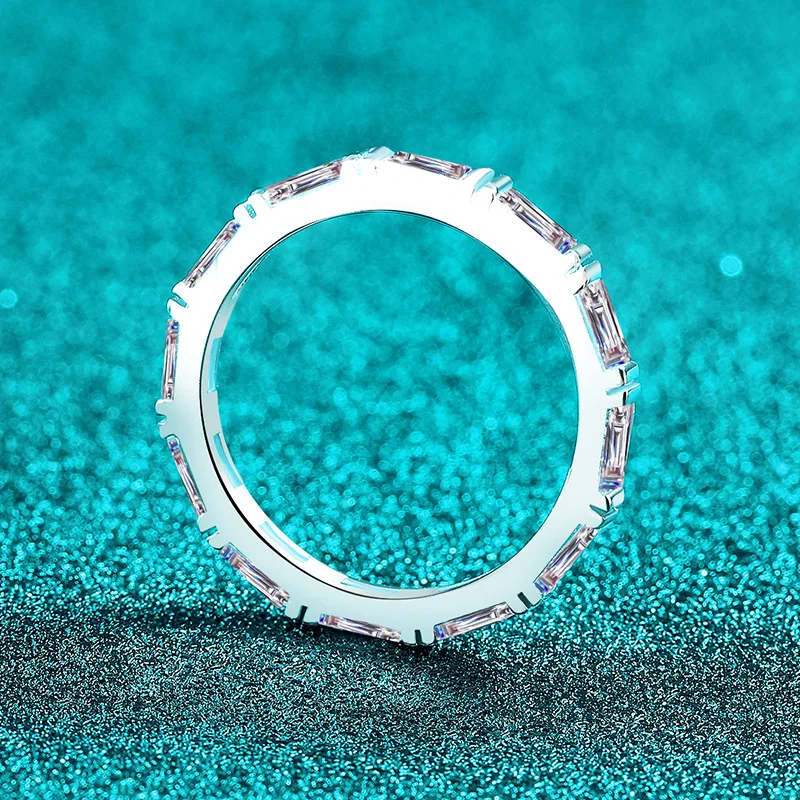 

Женское платиновое кольцо PT950, прямоугольное бамбуковое кольцо с муассанитом 1,8 карата, легкая роскошь и минималистский стиль