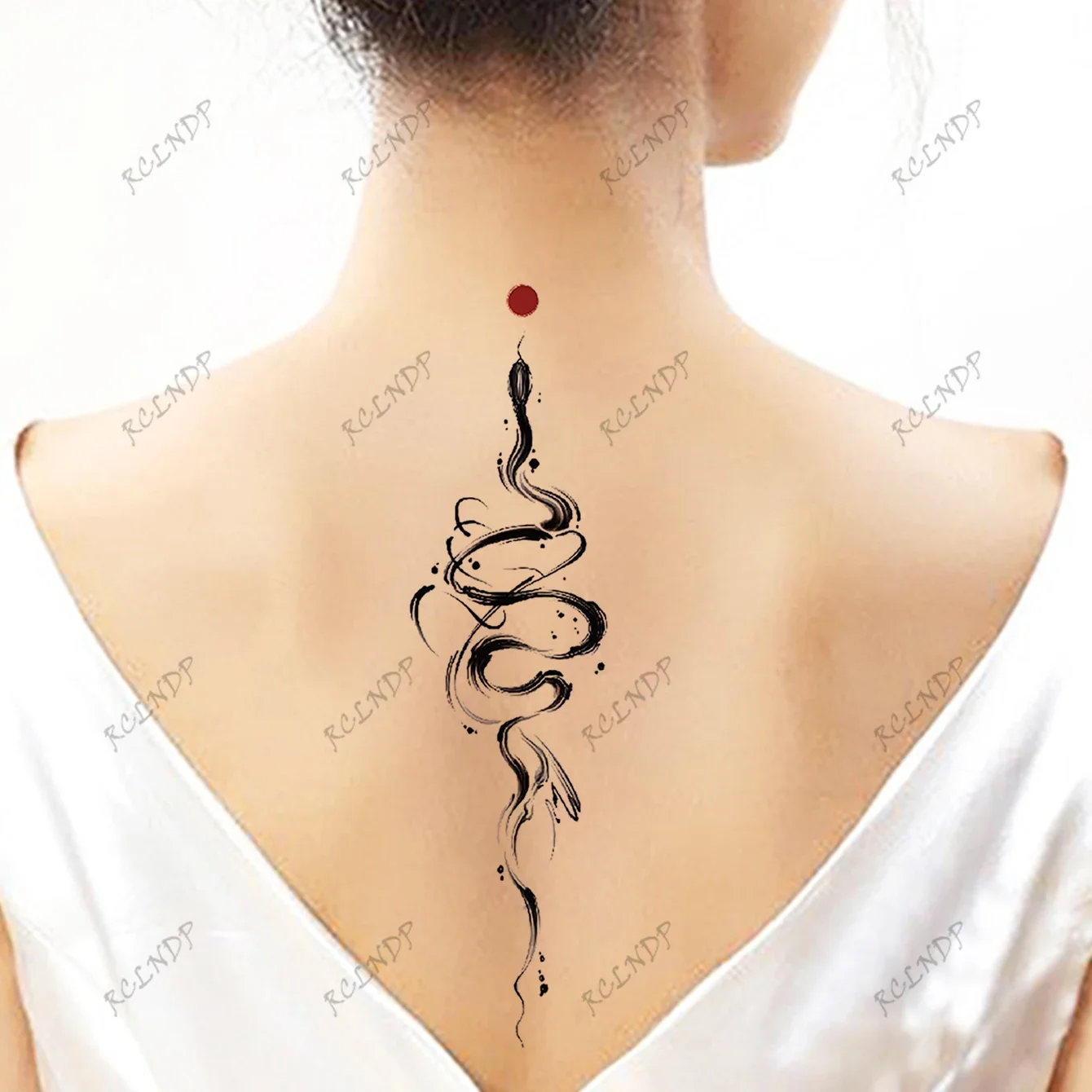 2pcs Waterproof Temporary Tattoo Sticker Ink painting of snakes with starry moon flowers Fake Tatto Flash Tatoo Tato for Women