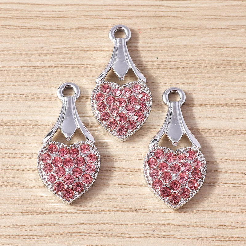 10 Stück 12x24mm Zarte Kristall-Liebesherz-Anhänger für Schmuckherstellung, Halsketten, Ohrringe, Armbänder, DIY-Bastelzubehör – Detail 7