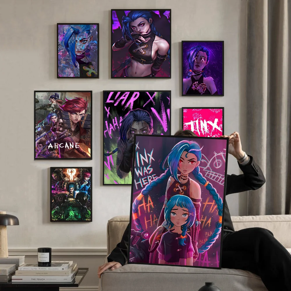 Arcane L-LOL Jinx Movie Sticky Posters Vintage Room Home Bar Cafe Decor Room Wall Decor